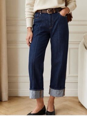 LOFT Pintuck Cuffed Wide Leg High Rise Crop 14/32 Tall